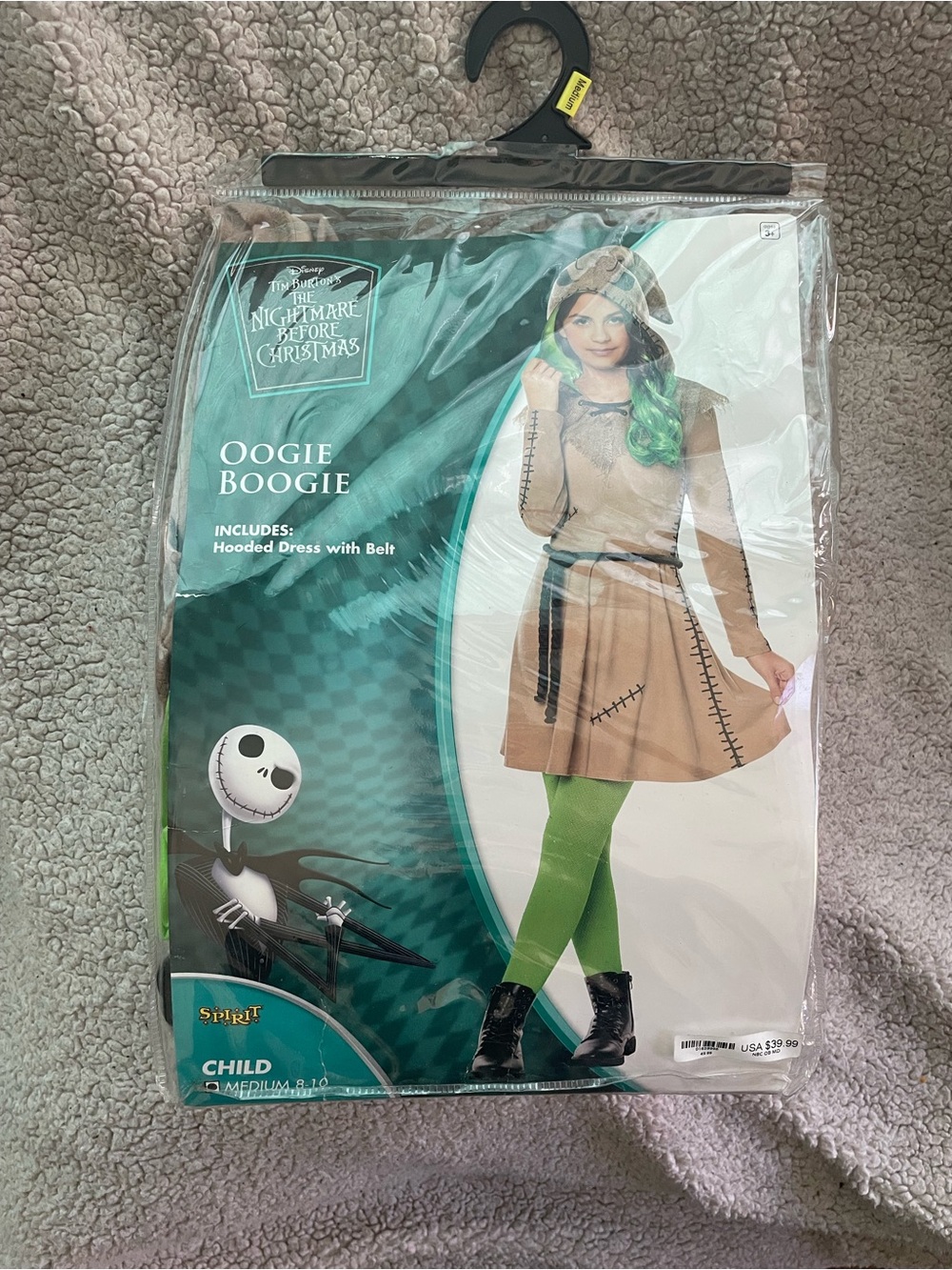 Spirit Oogie Boogie Child Hooded Costume in Tan and Bright Green